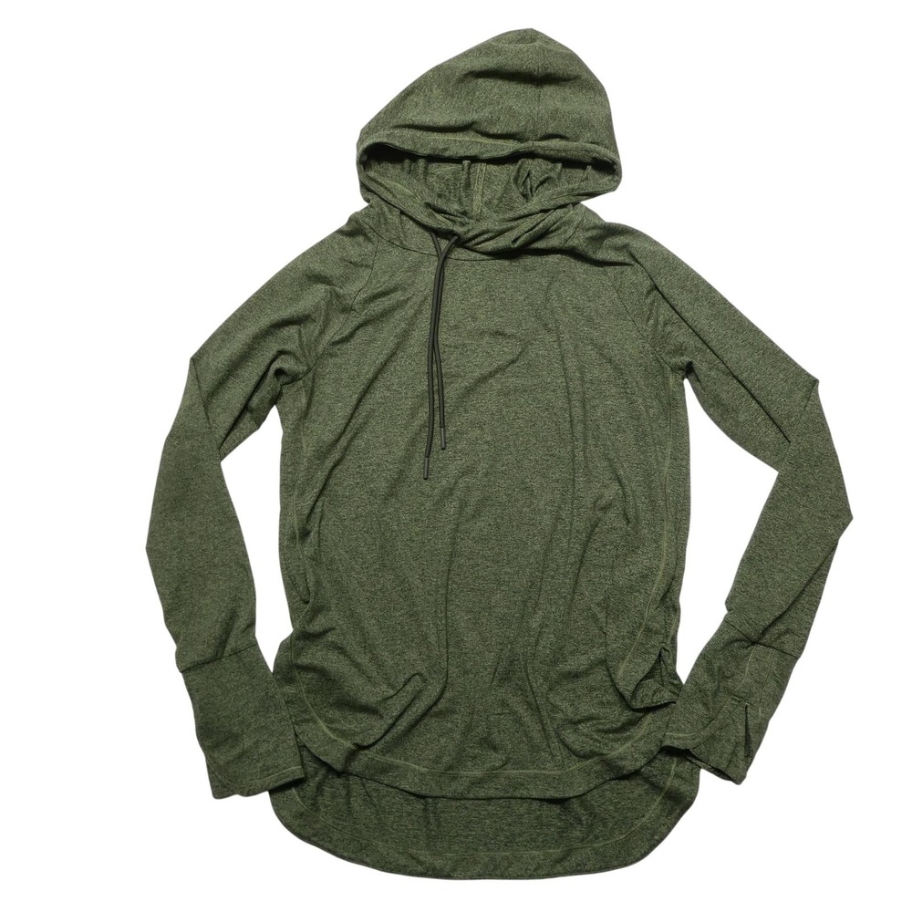 Athleta Hoodie Womens Small Petite Green Lightweight Hooded Raglan Pullover